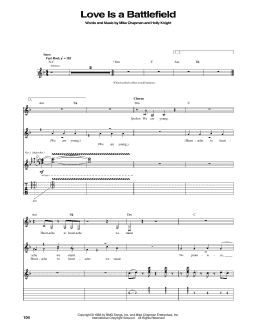 page one of Love Is A Battlefield (Guitar Tab)
