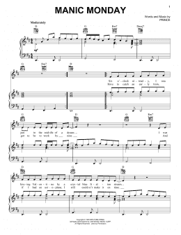 page one of Manic Monday (Piano, Vocal & Guitar Chords (Right-Hand Melody))
