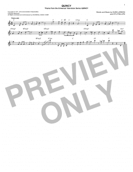 page one of Quincy (Lead Sheet / Fake Book)