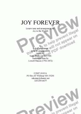 page one of Joy Forever!  (A New Joy to the World!)  BUY ONE PRINT MANY