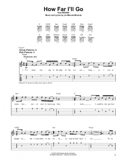page one of How Far I'll Go (from Moana) (Easy Guitar Tab)