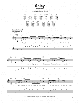page one of Shiny (from Moana) (Easy Guitar Tab)