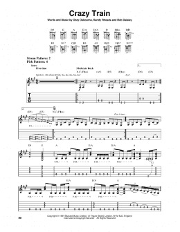 page one of Crazy Train (Easy Guitar Tab)