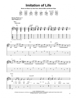 page one of Imitation Of Life (Easy Guitar Tab)