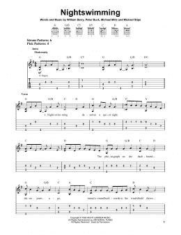 page one of Nightswimming (Easy Guitar Tab)