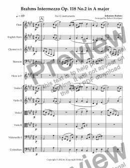 page one of Intermezzo in A (Johannes Brahms)(Undectet)_1Intermezzo$$$$Op.118No.2(SCOREONLY)Full Score