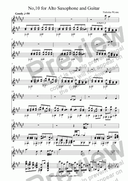 page one of No,10 for Alto Saxophone and Guitar
