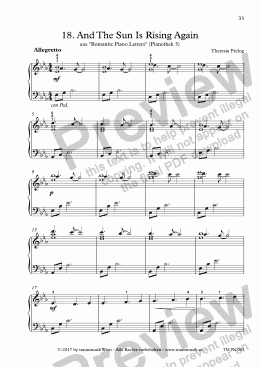page one of  Romantic Piano Letters: 18. And The Sun Is Rising Again (KS)