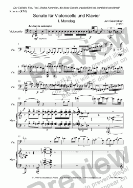 page one of Sonate für Violoncello und Klavier: I. Monolog (KM/Score & Parts)