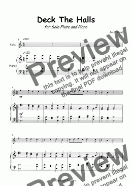 page one of Deck The Halls for Solo Flute and Piano