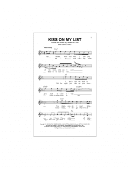 page one of Kiss On My List (Lead Sheet / Fake Book)