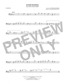 page one of Somewhere (from West Side Story) (Trombone Solo)