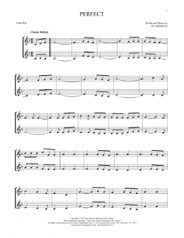 page one of Perfect (Violin Duet)