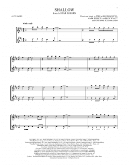 page one of Shallow (from A Star Is Born) (Alto Sax Duet)