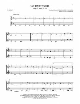 page one of No Time To Die (Clarinet Duet)