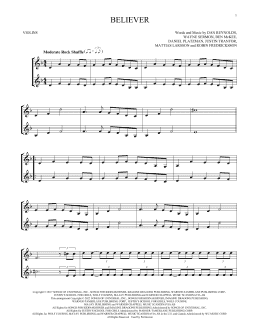 page one of Believer (Violin Duet)