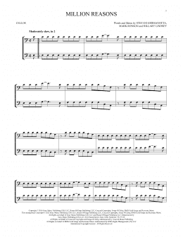 page one of Million Reasons (Cello Duet)