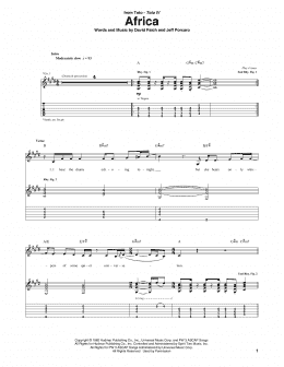 page one of Africa (Guitar Tab)