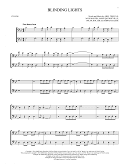 page one of Blinding Lights (Cello Duet)