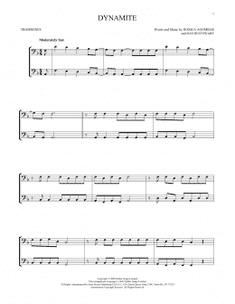 page one of Dynamite (Trombone Duet)