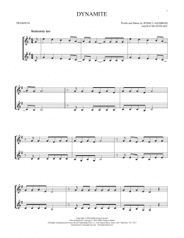 page one of Dynamite (Trumpet Duet)