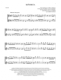 page one of Señorita (Violin Duet)