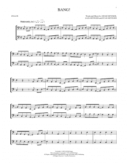 page one of Bang! (Cello Duet)