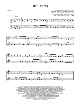 page one of High Hopes (Violin Duet)