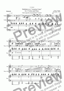 page one of Meditation on Amazing Grace for 2 Violins and Piano