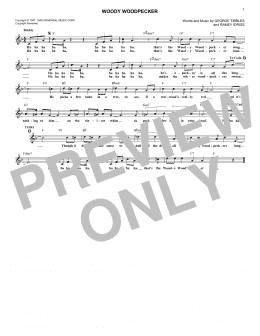page one of Woody Woodpecker (Lead Sheet / Fake Book)