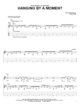 page one of Hanging By A Moment (Guitar Tab)