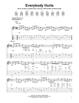 page one of Everybody Hurts (Easy Guitar Tab)