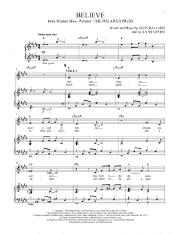 page one of Believe (from The Polar Express) (Vocal Duet)