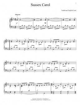page one of Sussex Carol (Piano Solo)