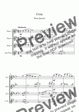 page one of Cosy - Flute Quartet