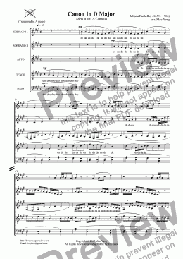 page one of Canon In D Major (SSATB div. A Cappella)