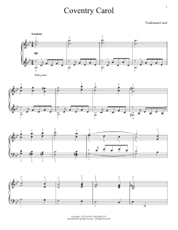 page one of Coventry Carol (Piano Solo)