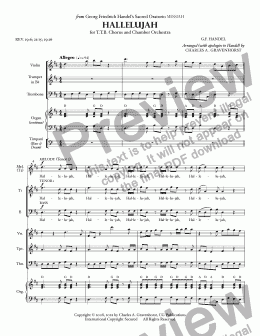 page one of Hallelujah (from “MESSIAH”) for Men’s Chorus (TTB) – FULL SCORE 