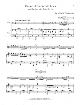 page one of Dance Of The Reed Flutes, Op. 71a (from The Nutcracker) (Cello and Piano)