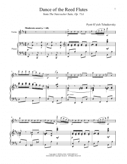 page one of Dance Of The Reed Flutes, Op. 71a (from The Nutcracker) (Violin and Piano)