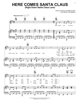 page one of Here Comes Santa Claus (Right Down Santa Claus Lane) (Piano, Vocal & Guitar Chords (Right-Hand Melody))