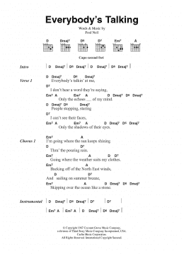 page one of Everybody's Talkin' (Guitar Chords/Lyrics)