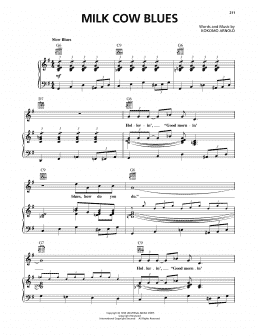 page one of Milk Cow Blues (Piano, Vocal & Guitar Chords (Right-Hand Melody))