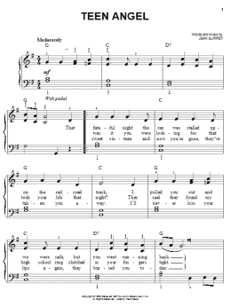page one of Teen Angel (Easy Piano)