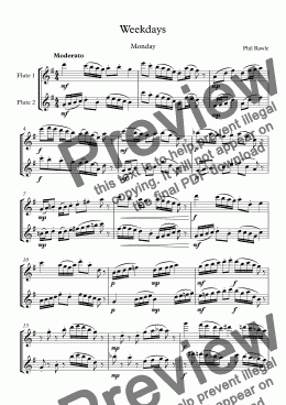 page one of Weekdays - Flute Duet
