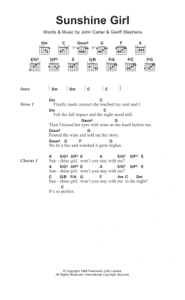 page one of Sunshine Girl (Guitar Chords/Lyrics)