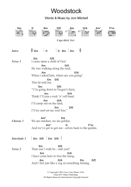 page one of Woodstock (Guitar Chords/Lyrics)