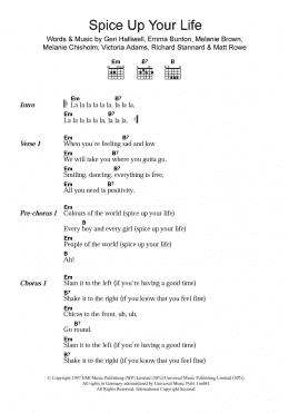 page one of Spice Up Your Life (Guitar Chords/Lyrics)