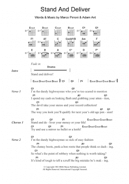 page one of Stand And Deliver (Guitar Chords/Lyrics)
