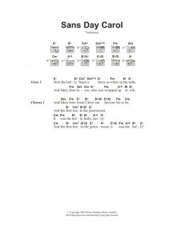 page one of Sans Day Carol (Guitar Chords/Lyrics)